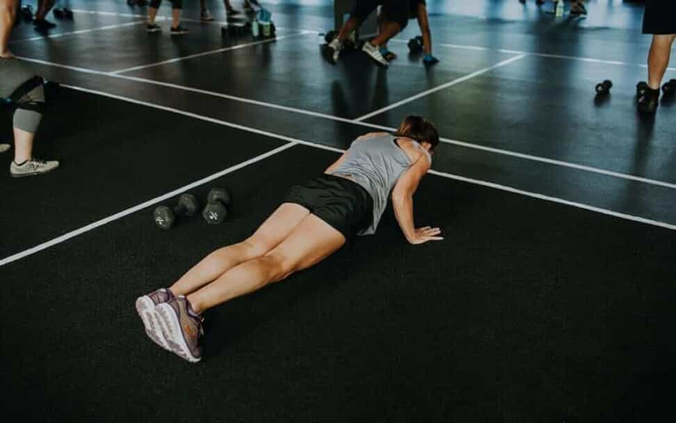 Woman does push ups